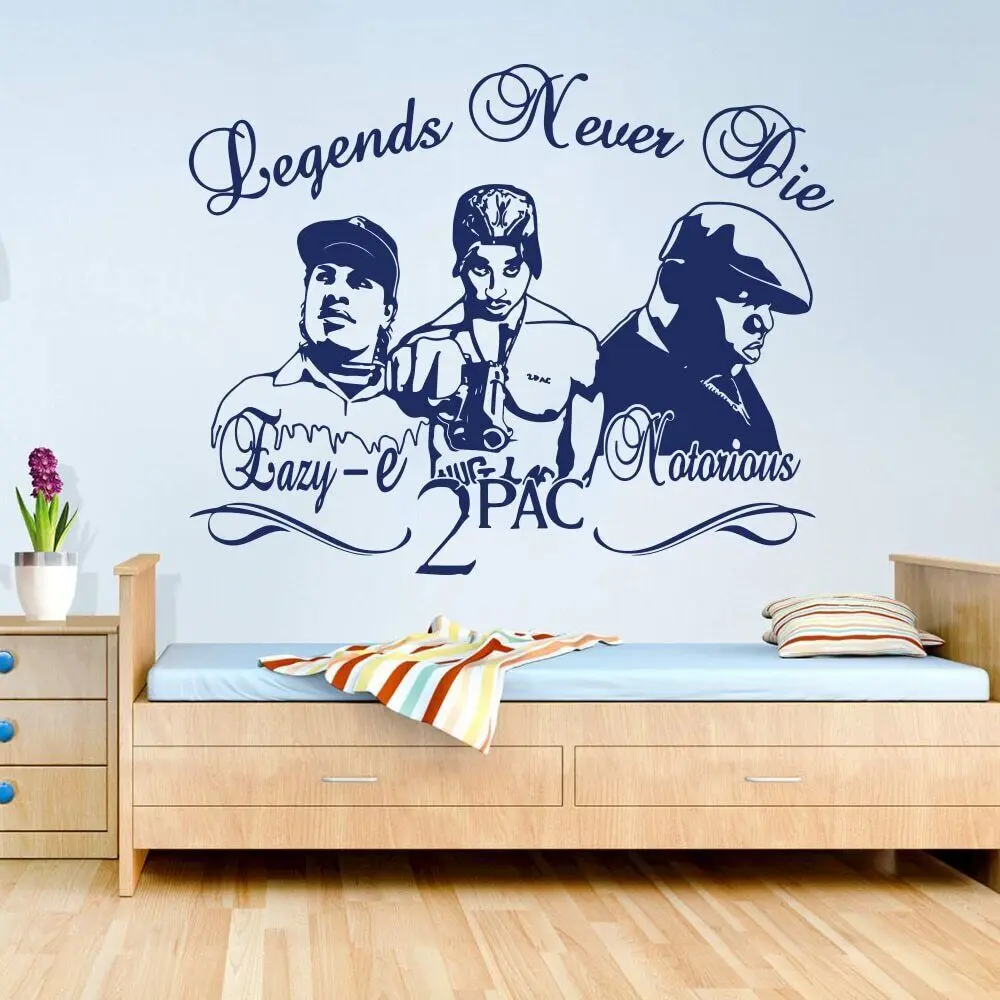 Tupac Eazy-E Notorious B.I.G Rappers Hip Hop Legends DIY Wall Art Sticker Decal Music Star Vinyl Home Decor 881