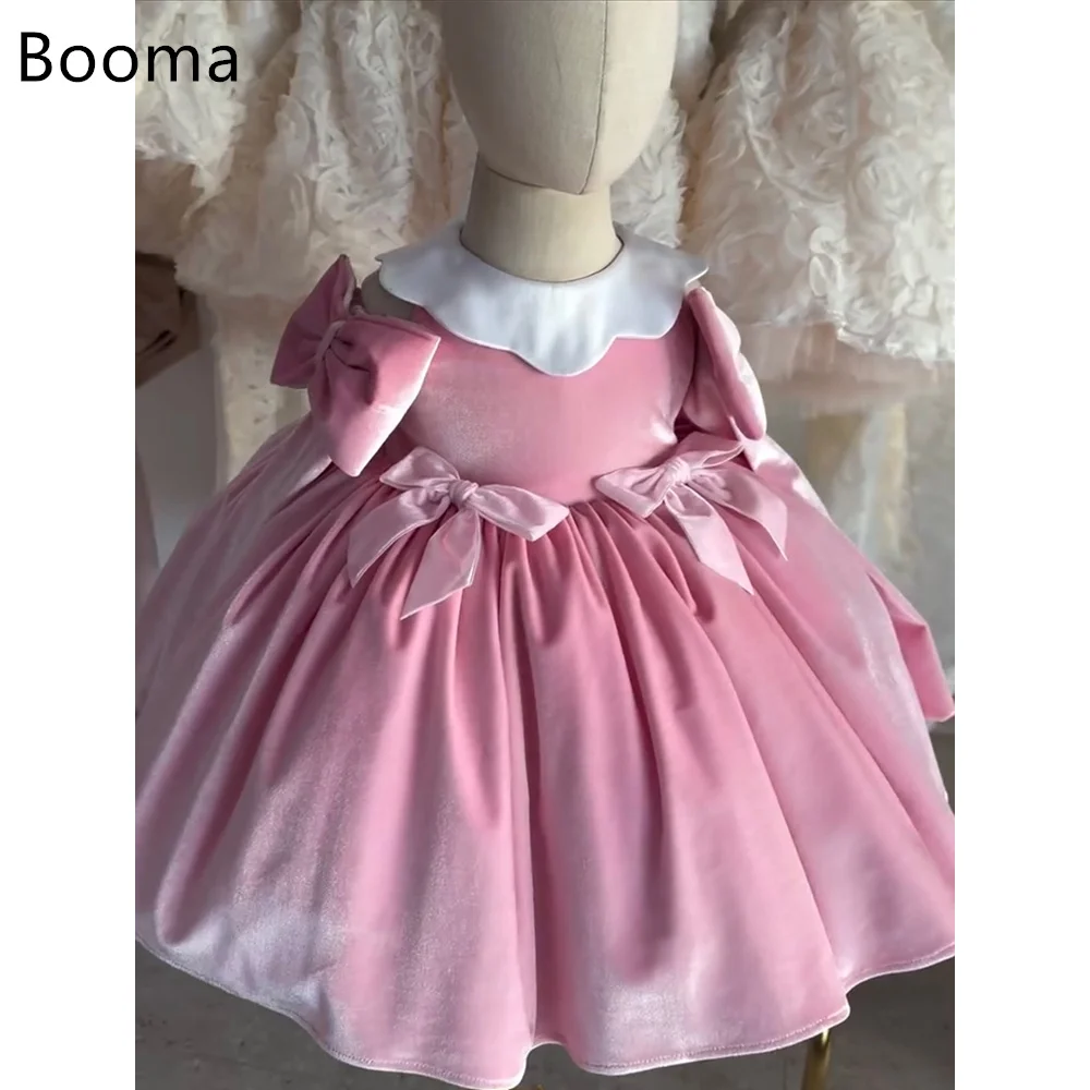 

Booma A-Line Bow Velvet Baby Girl's Dresses Wedding Party Dress for Kids Flowers Girls Prom Gowns Customized 2025