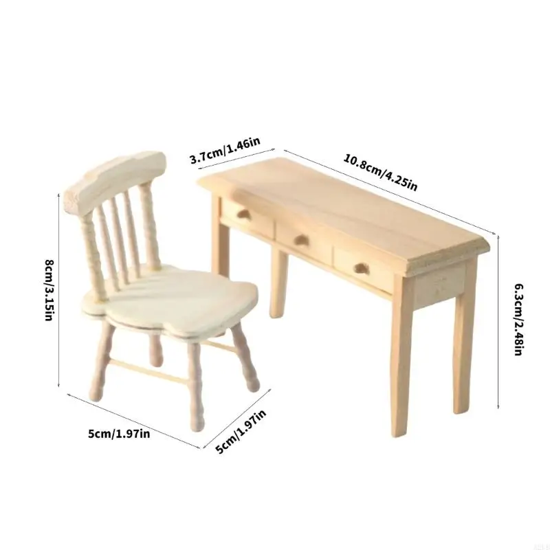Modello scrivania della sedia non finita classica per decorazione della casa bambole Kid Creative Play A2UB