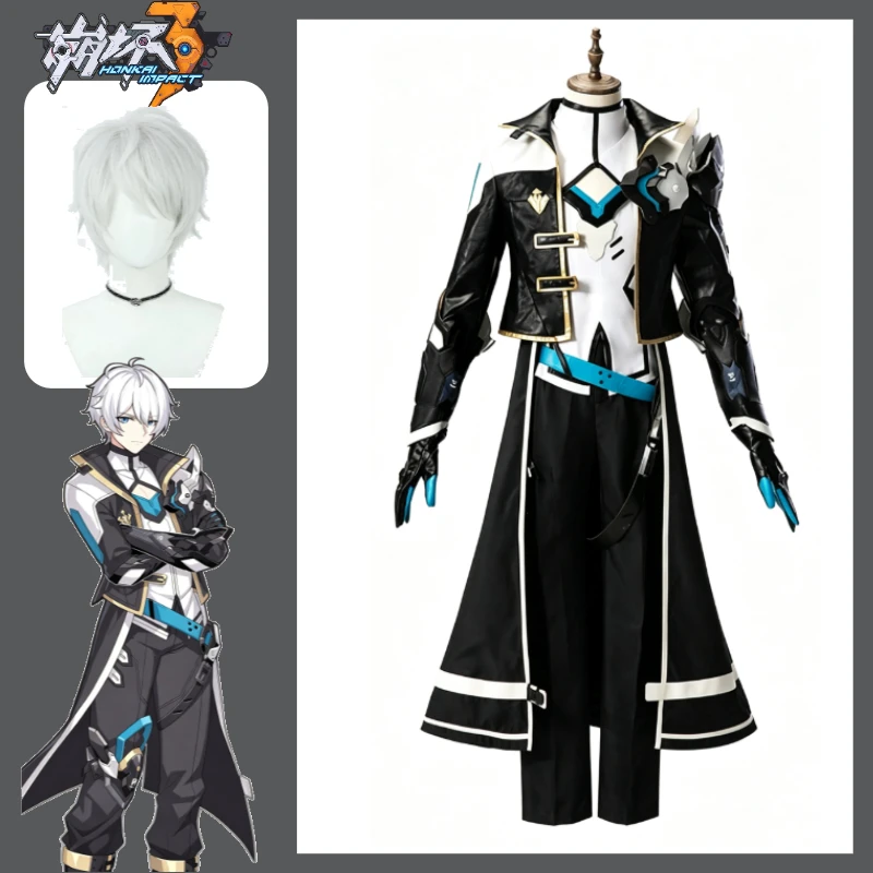 

Honkai Impact 3 Kevin Kaslana Cosplay Costume Game The Savior Outfit Full Set with Cape Wig Accessories for Comic Con
