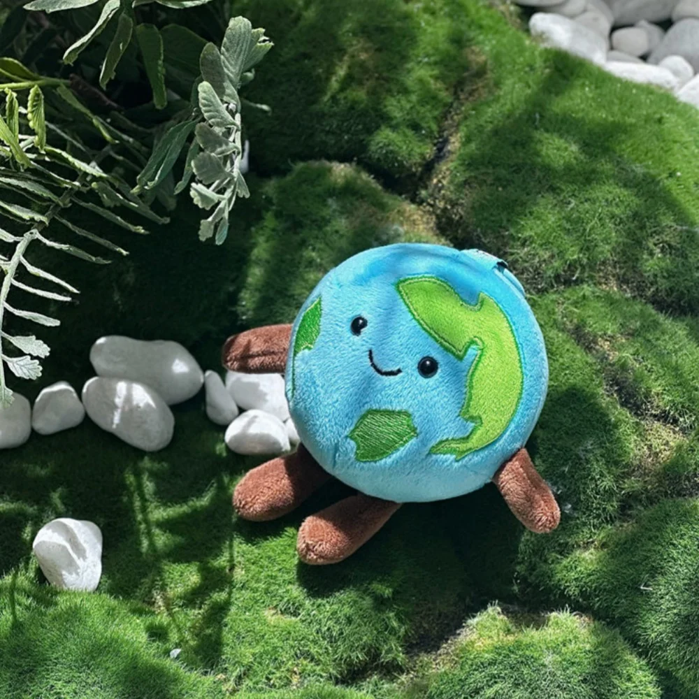 Hot Sale Cute Smile Earth Plush Toys Full Cotton Stuffed Cartoon Earth Pendants Funny Keychain Bags Decor Kawaii Car Interior