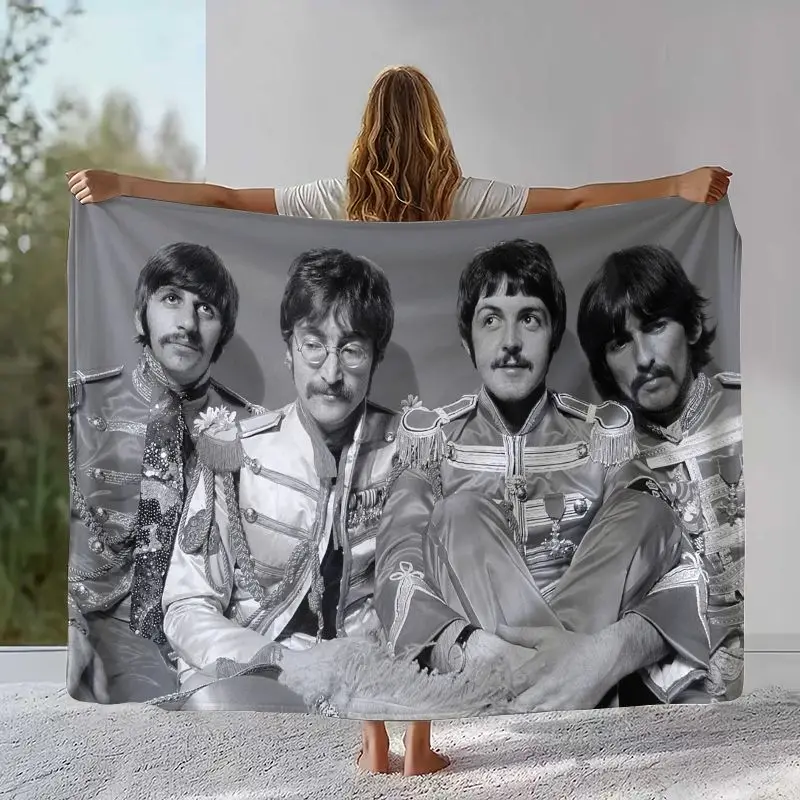 Fab Four The B-Beatles Abbey Road Rock Band Flannel Throw Blanket,Cozy Warm Blanket for Bed,Sofa,Living Room,Picnic,Home Decor