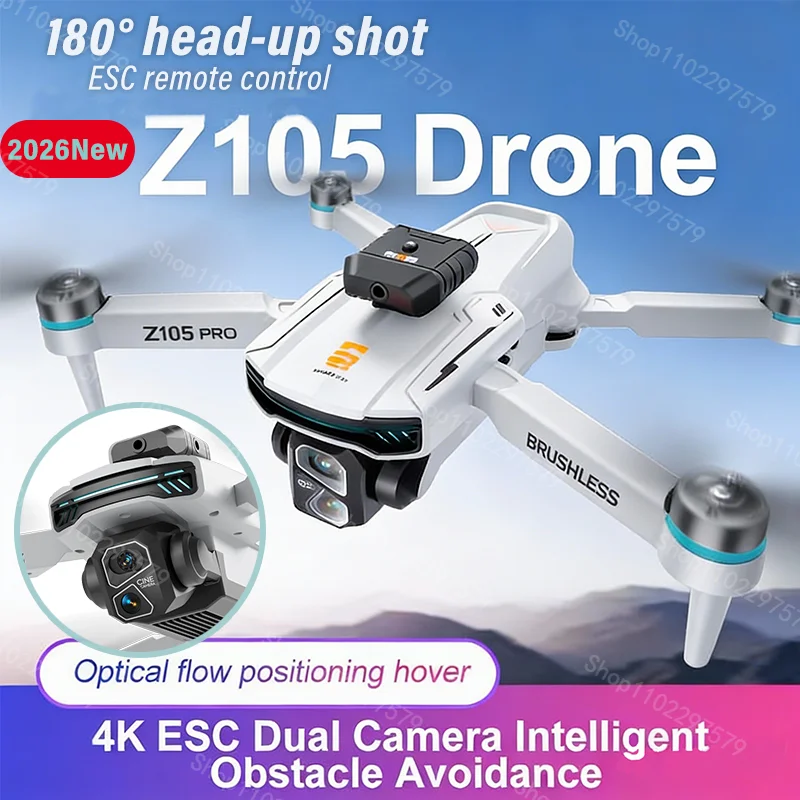 

Дрон Z105 для трюков, бесщеточный, с FPV, профессиональной камерой 4K, оптическим позиционированием, экраном 4,3 дюйма, радиоуправляемый квадрокоптер-игрушка