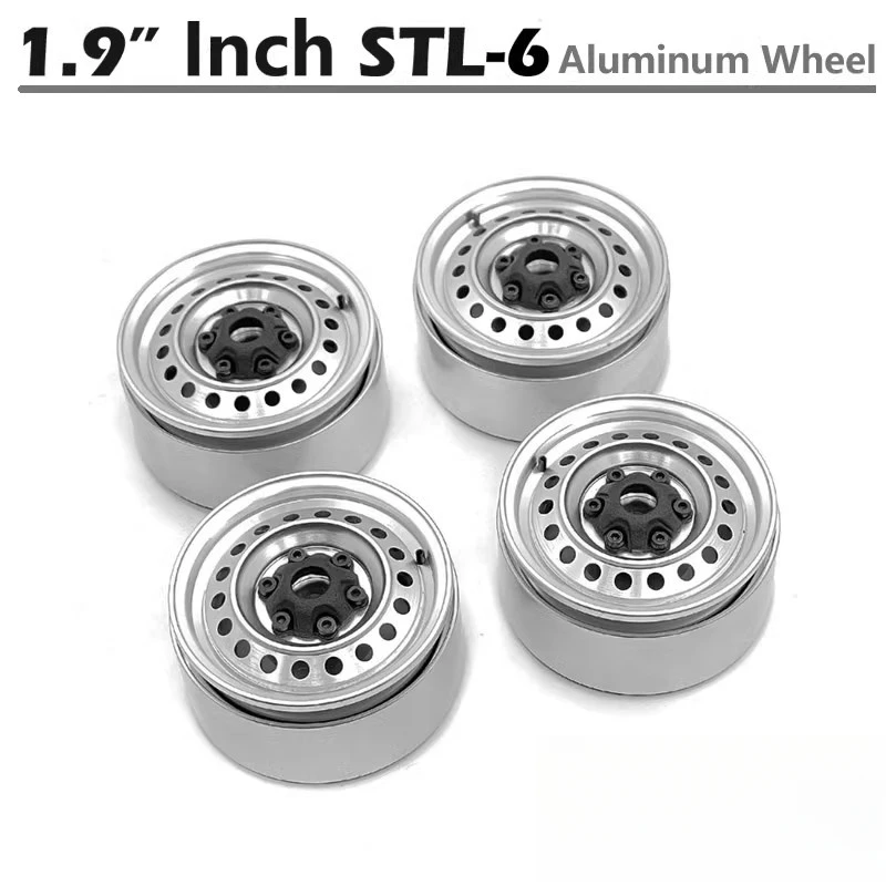 

1.9'' Inch STL-6 Aluminum Wheel Rims (sliver) for TRX-4 2021 Bronco Rock Crawler Truck 1:10 scale RC Car Upgrade parts