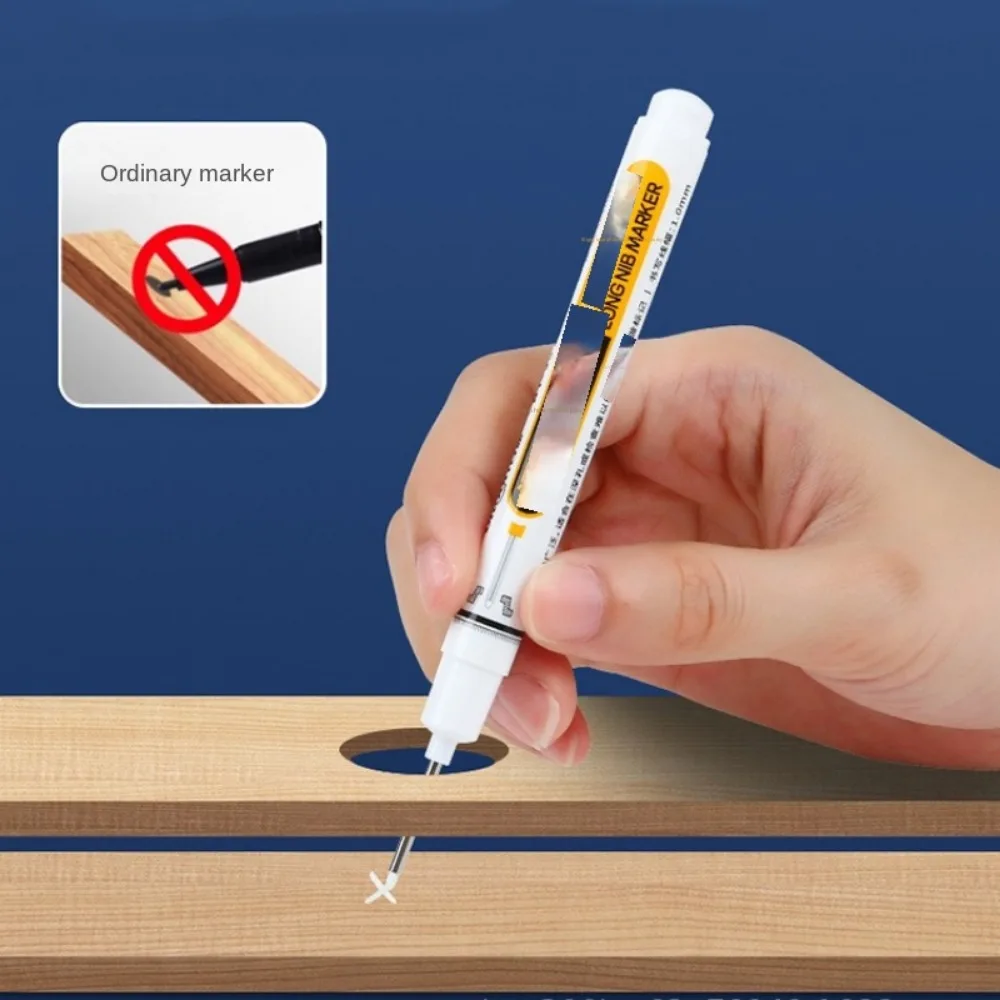 New 20mm Marker Pen Deep Hole Long Nib Head Metal Perforating Pen Waterproof Carpenter Pen Multi-Purpose Tool