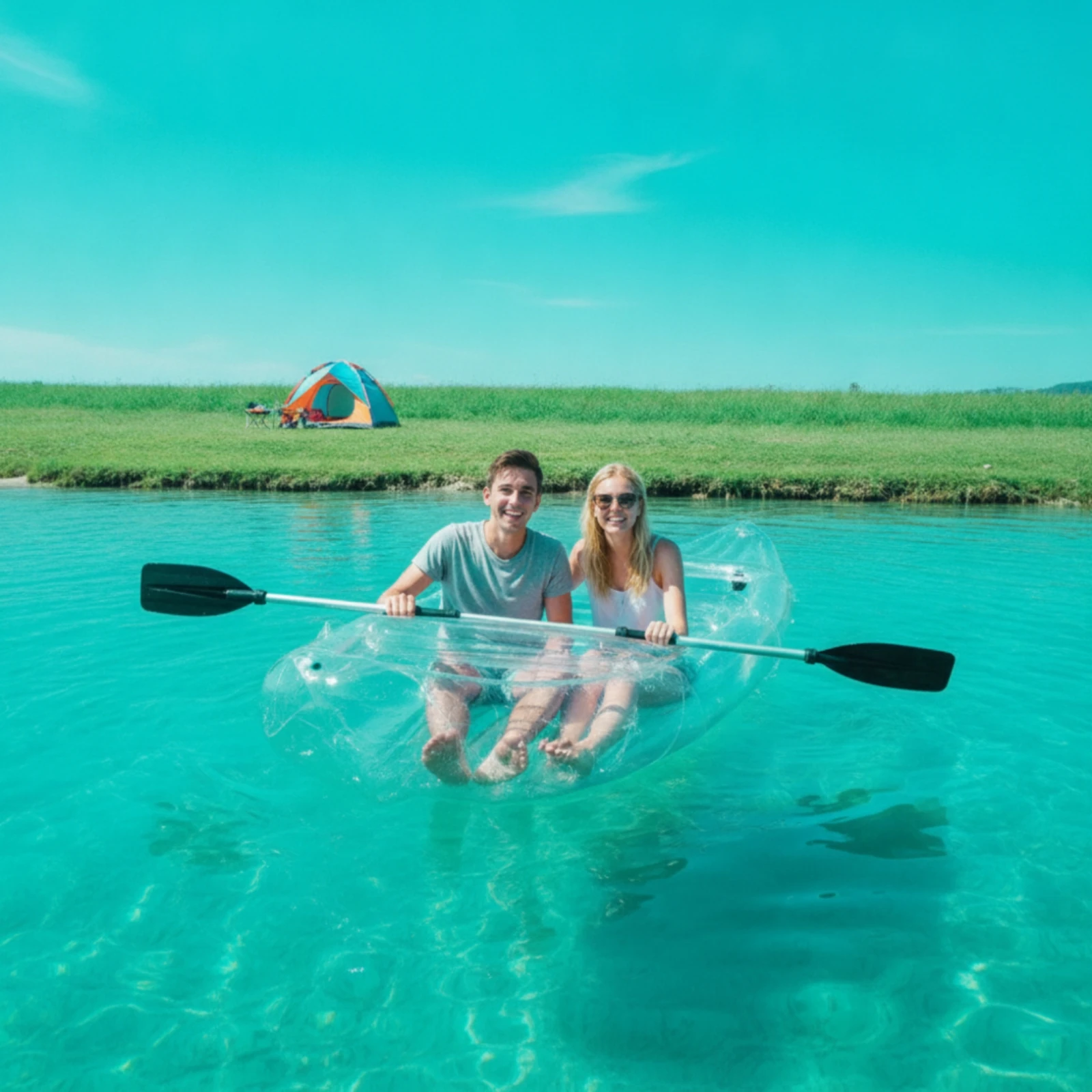 Kayak with Seats 2-Person Inflatable Kayak Boat Easy Storage Portable for Couples, Lakes, Calm Water view 6