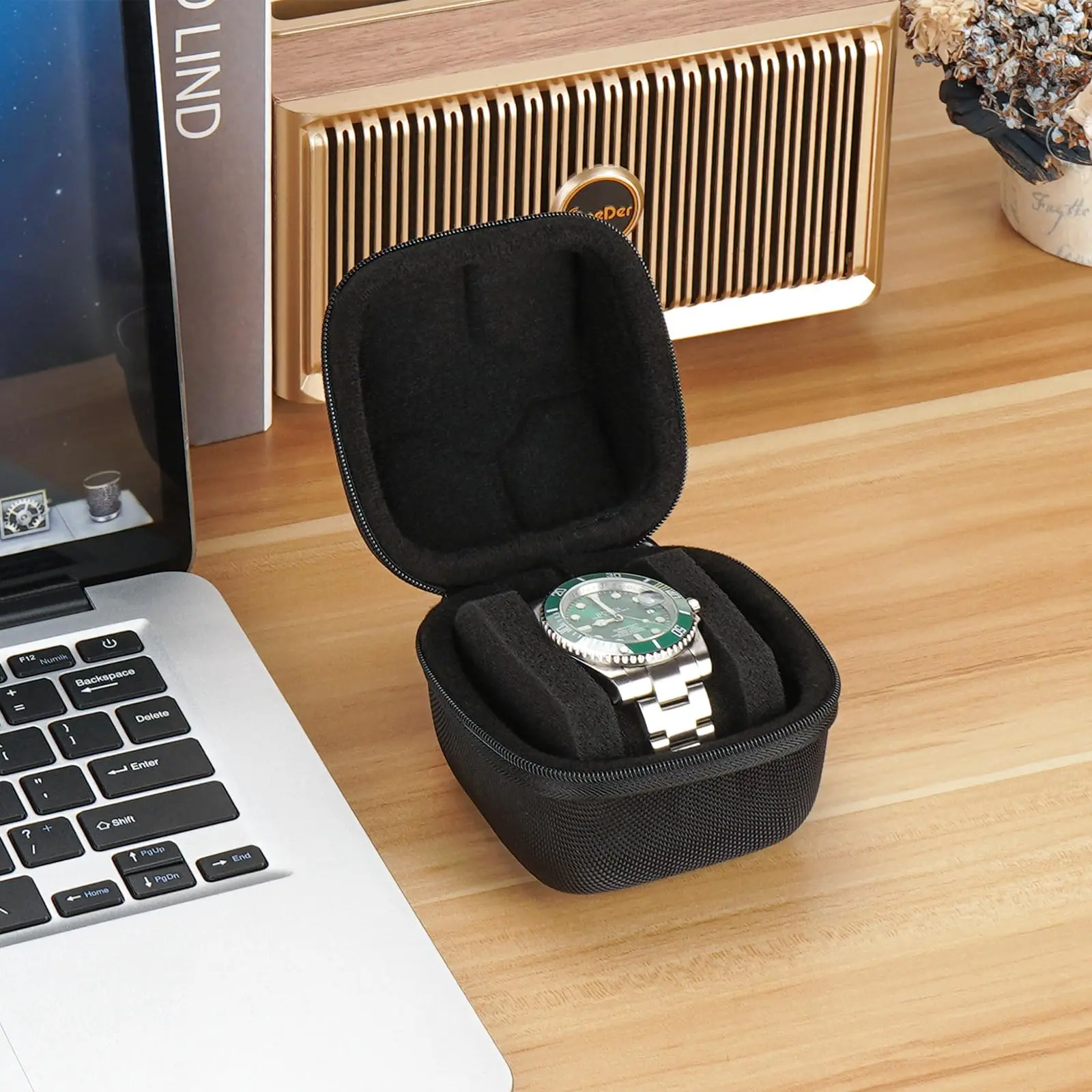 Estuche de viaje duro de una sola capa para relojes de hombre, que incluye relojes inteligentes y deportivos, con espuma flexible y capaz, 1 ud.