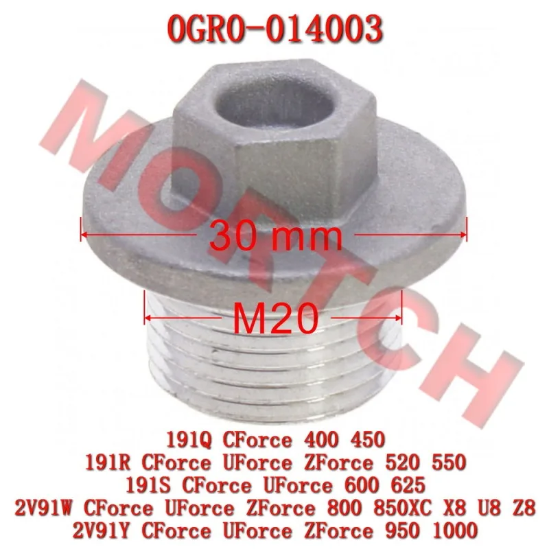 

Relief Valve Screw Plug 0GR0-014003 for CFMoto 191Q 191R 191S-U6 CForce UForce ZForce 450 550 600 625 800 850XC 950 1000 engine