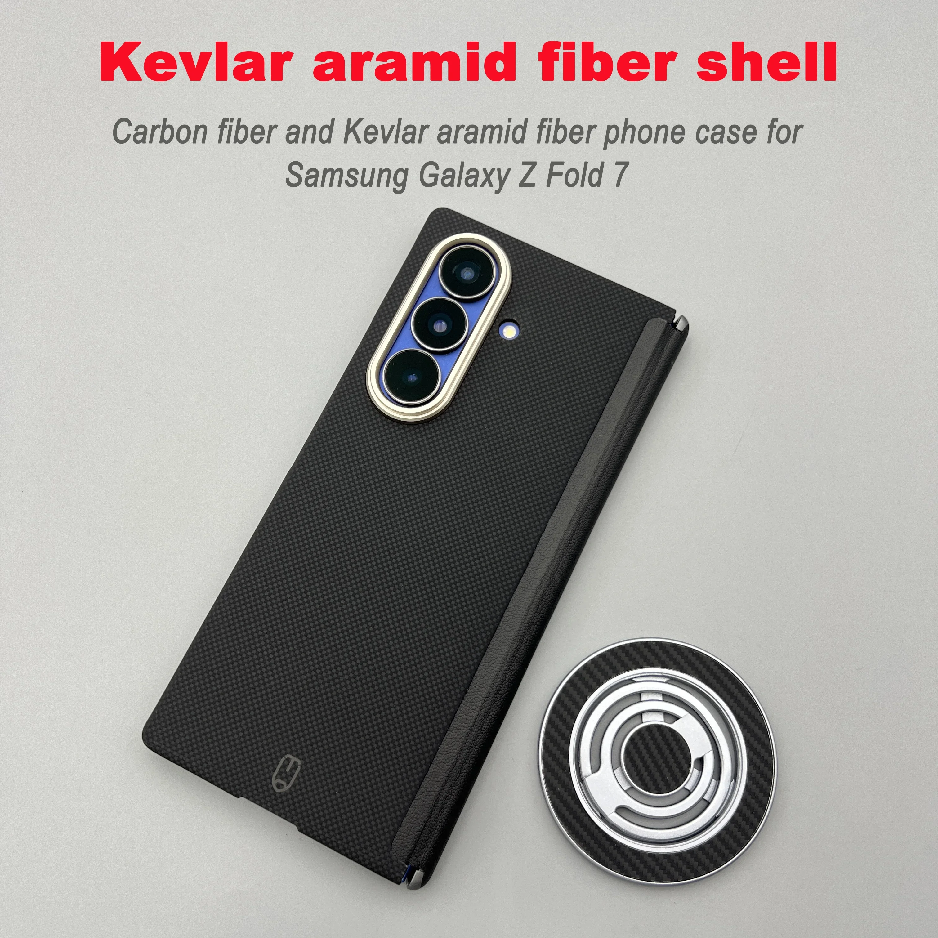 For Samsung Galaxy Z Fold 7 Carbon Fiber Phone Case Kevlar Knitwear Aramid Magnetic 400D Black Ultra Thin Protective Cover