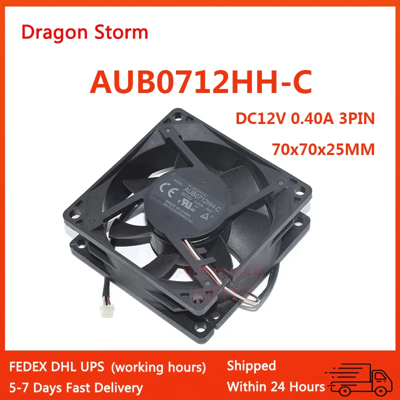 DC12V 0.40A 3Pin 70x70x25mm AUB0712HH-C For Delta Electronics  AS303 X1173A Server Cooling Fan NEW