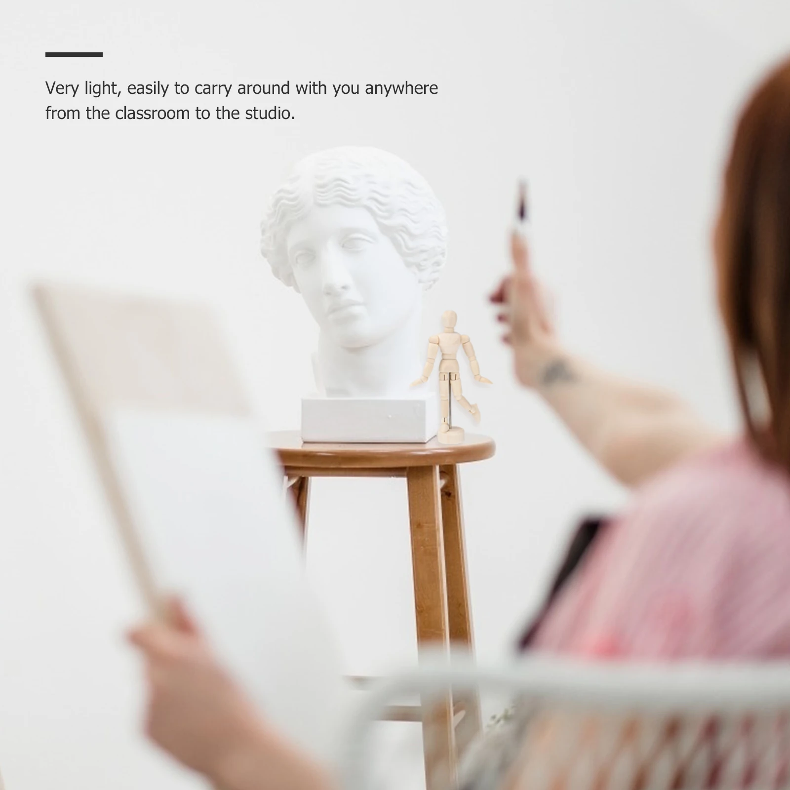 

3pcs Wooden Mannequin Artist Moveable Jointed .5 Inches Lightweight Hardwood Stand Included For Drawing Sketching Home