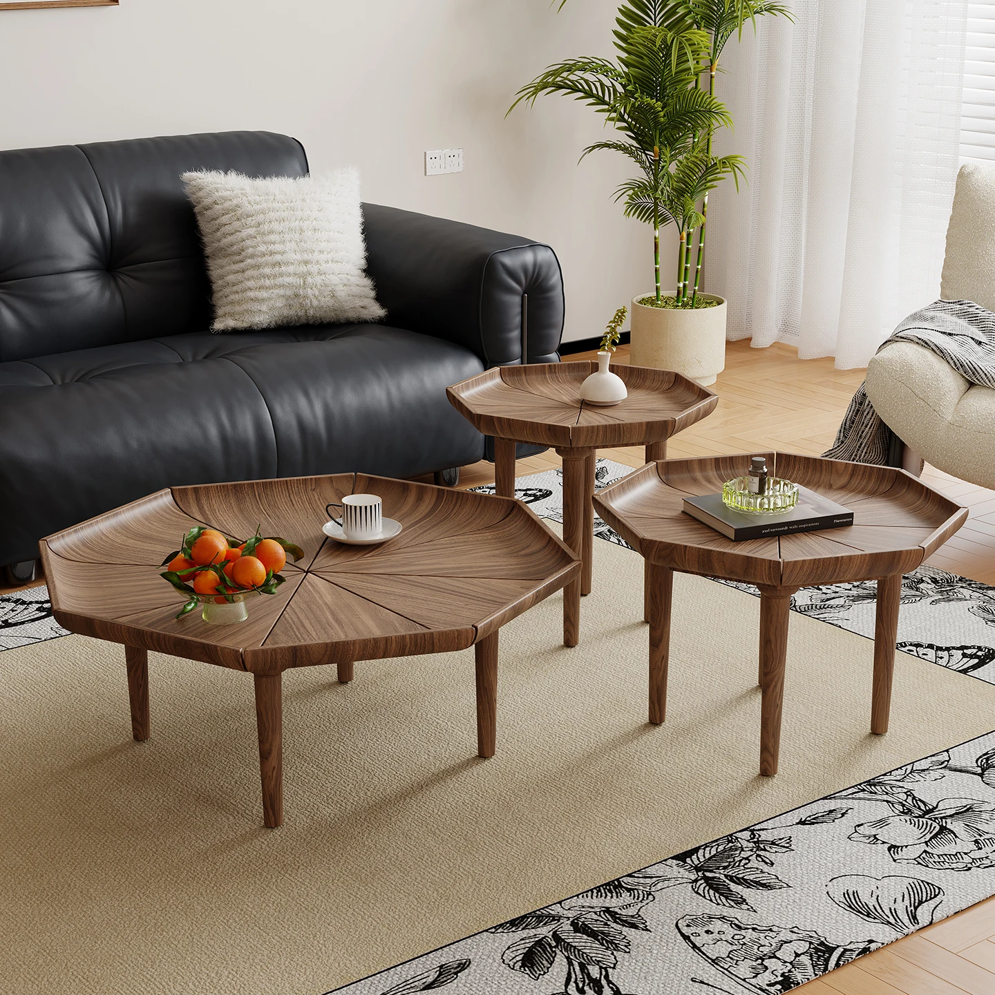 طاولة القهوة الفاخرة الحديثة الخشبية الصلبة الإبداعية للمنزل غرفة المعيشة طاولة القهوة مركز طاولة الشاي مجموعة تصميم بسيط للمنزل #1