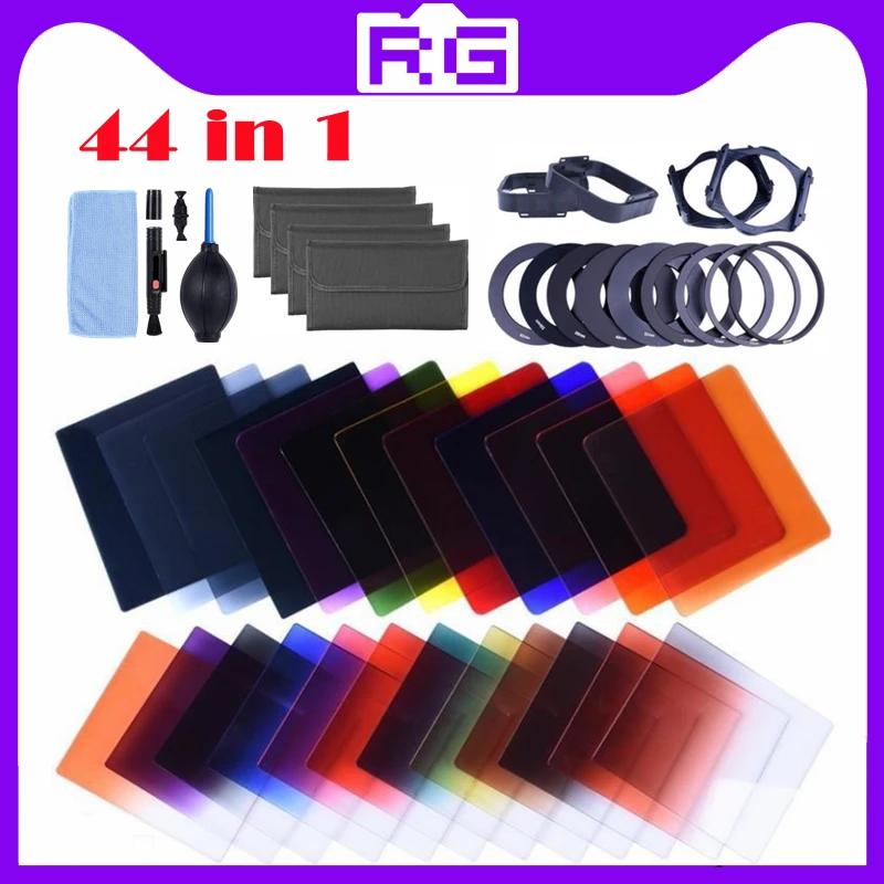 44in1 Camera Filter Set Plug-in Insert Lens Filtro Kit Gradient Color Square ND Filter 24 Colors For Cokin P Series Photography