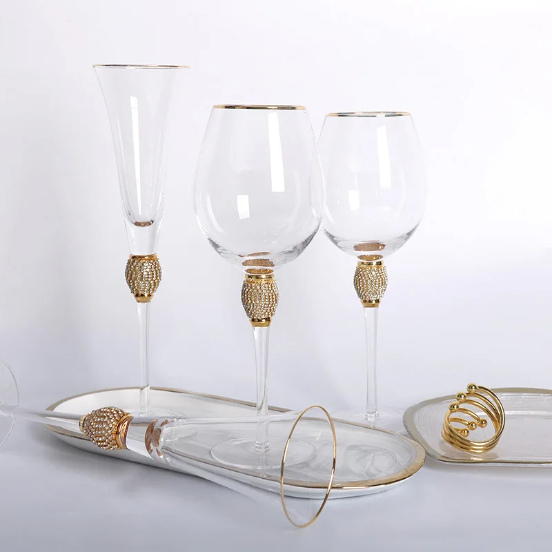 200-500Ml Creative Gold Rimmed Glass Goblet Red Wine Cocktail Champagne Whiskey Drink Glass Cup Bar Party Wedding Supplies Gifts