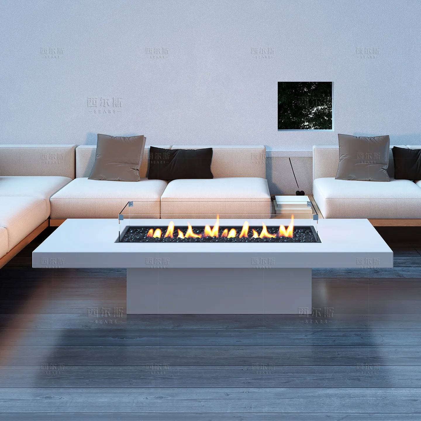 High-end custom outdoor courtyard floor fireplace table landscaping view heating furnace smokeless and waterproof