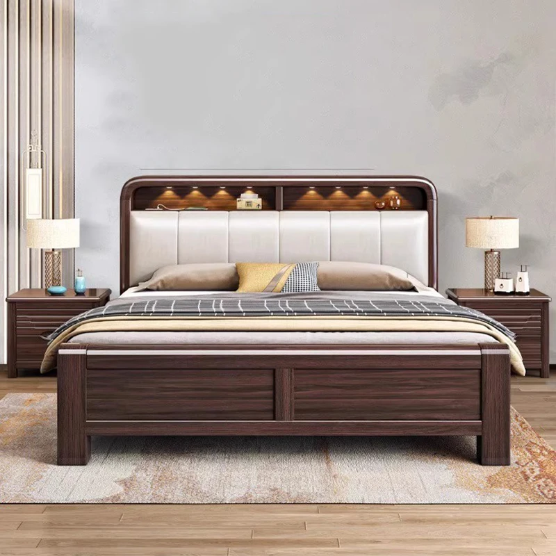 

Bedroom Double Bed Simple Low Cost Modern Wood Bedding Bed Design Sleeping Small Muebles Para Dormitorio Nordic Furniture