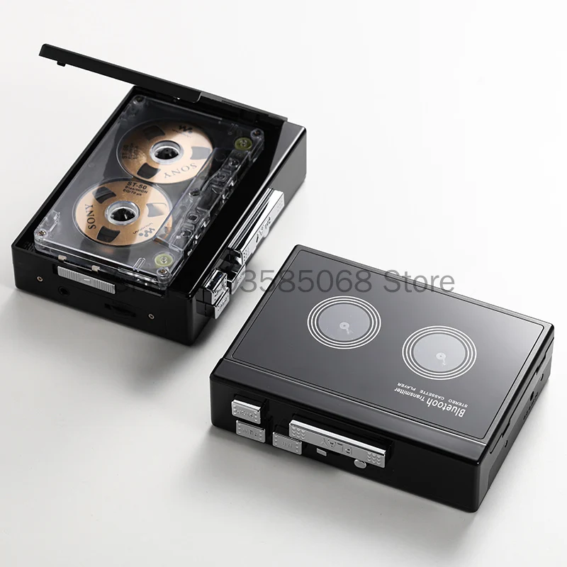 Black Retro Stereo Cassette Player  Walkman Cassette Tape Music Audio Auto Reverse With Bluetooth