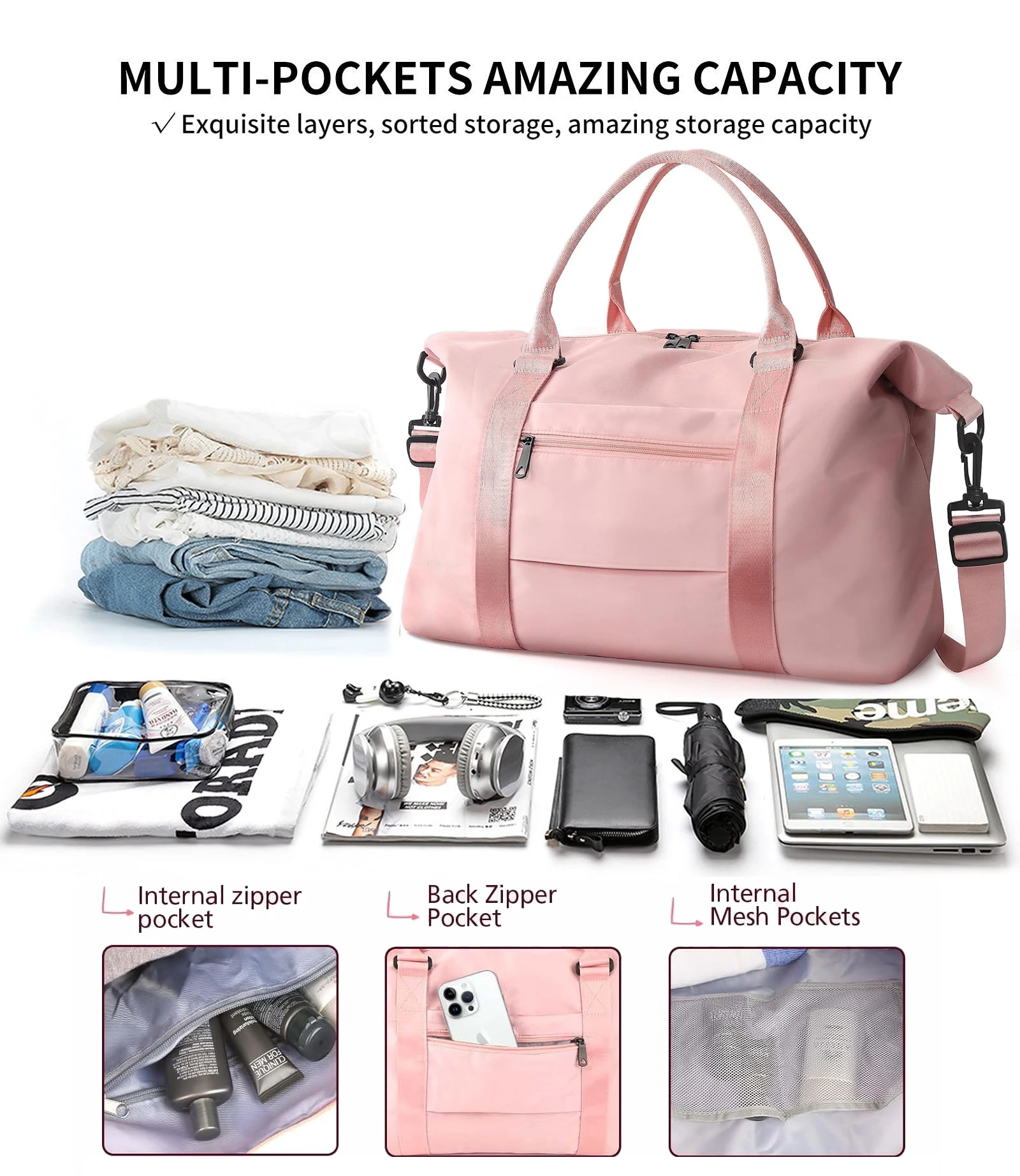 Новинка 2024 года, большая вместительная дорожная спортивная сумка, женская дорожная сумка выходного дня, сумка-тоут для ночного спортзала с мокрой сумкой