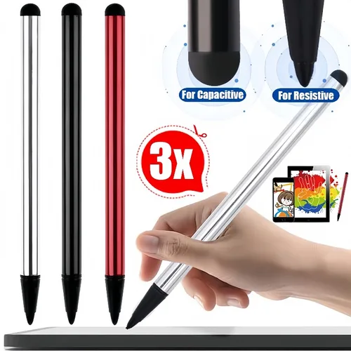 Paquete de 1/3 lápiz óptico Universal portátil 2 en 1 lápiz de pantalla táctil Universal lápiz capacitivo resistivo para teléfonos tabletas portátiles