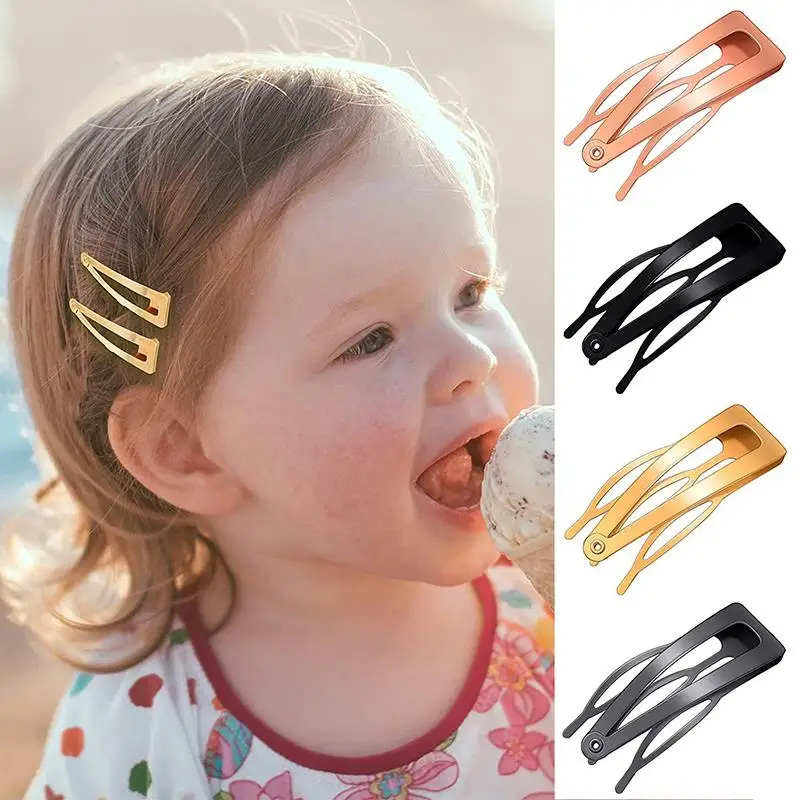 1pcs Cute Girls Kids BB Hairpin Bangs Clip Solid Metal Snap Barrettes Double-grip Hair Clip Non-slip Side Clip Hair Accessories