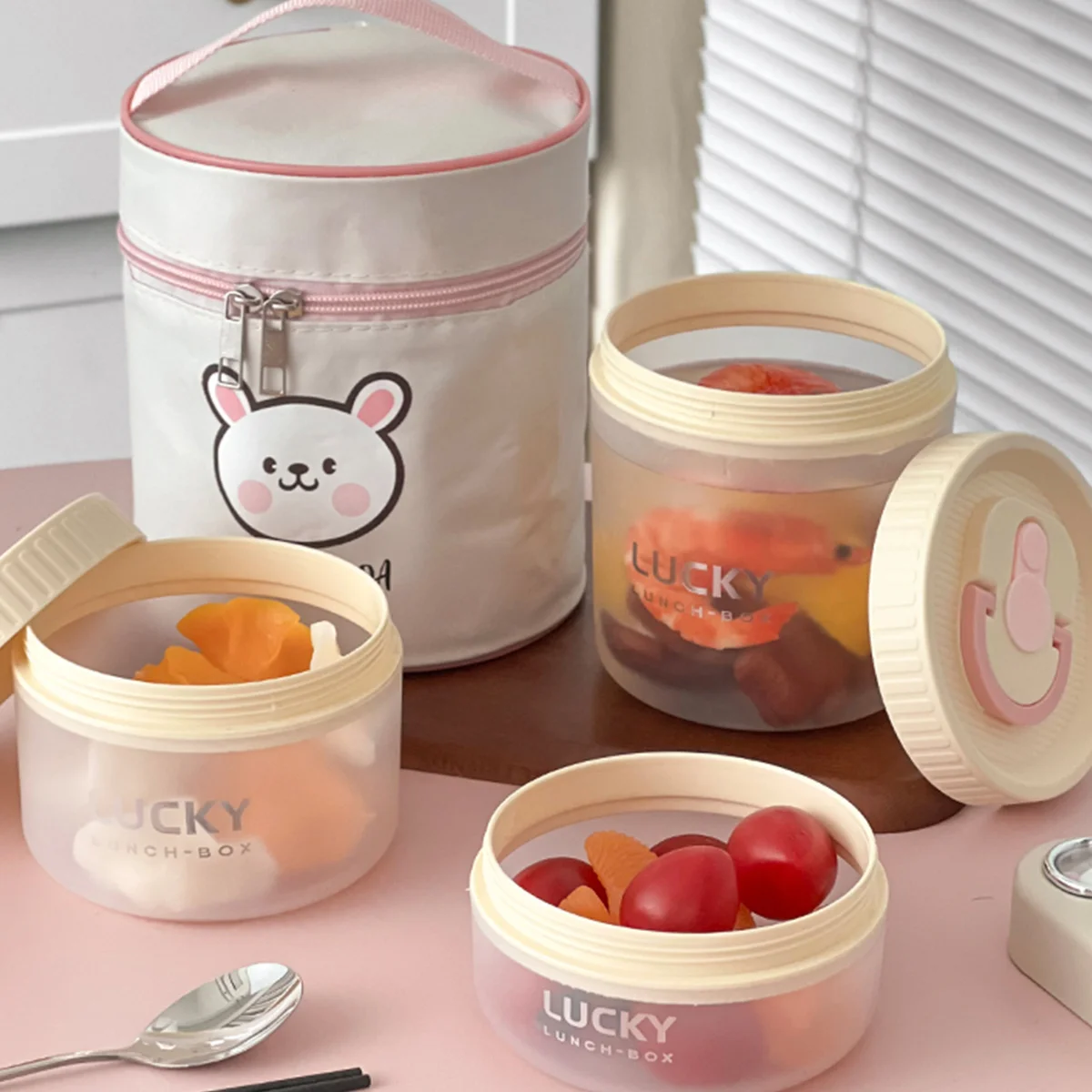 WORTHBUY Transparent Plastic Bento Lunch Box With Handle Microwave Heatable Leak-proof Bento Box Portable Lunch Food Container