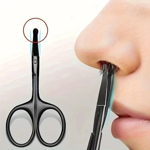 1PC Silver Mirror Black Light Round Head Safety Nose Tissue Hair Neutral Stainless Steel Scissors 12 Main Tissue Sales - №4