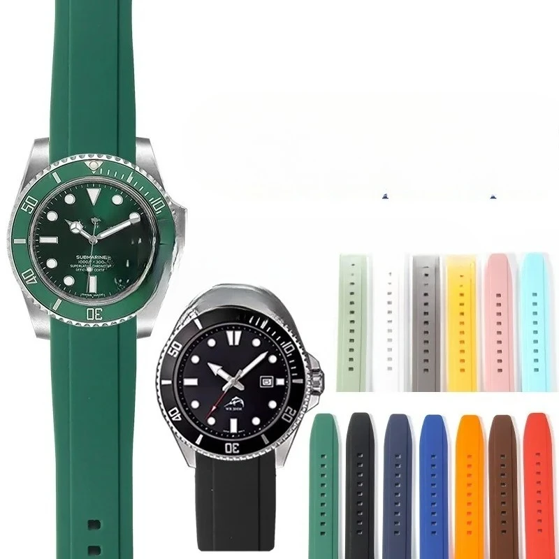 Rubber Watchband 20mm 22mm Bracelet for Seiko for Omega Moonswatch for Rolex for Tudor Watch Curved End Watch Strap