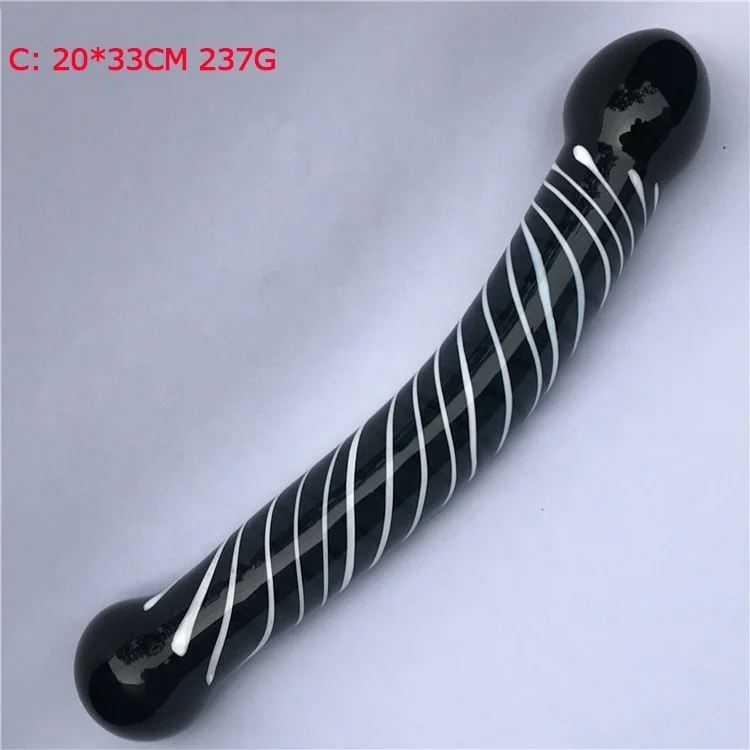 Crystal Glass Dildo Dual Ended Clitoris G-Spot Spiral Glass Massager Fetish Black Blue Colorful Crystal Anal Butt Plug Sex Toys