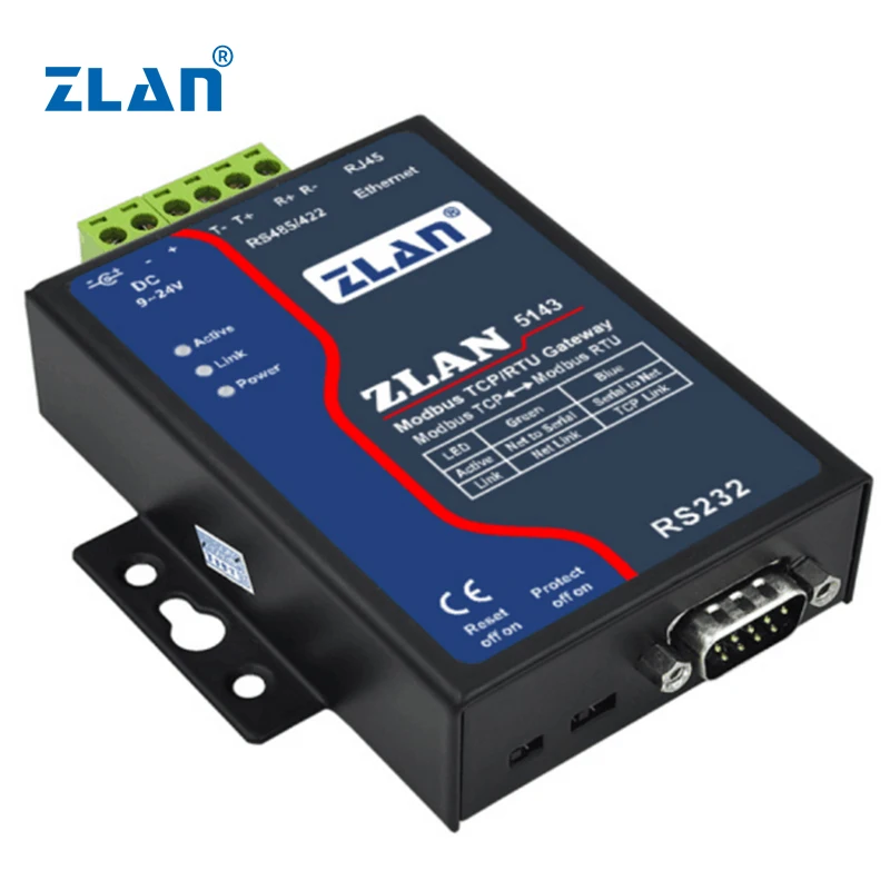 ZLAN5143 RS232อัตรา Baud RTU Modbus Serial Converter