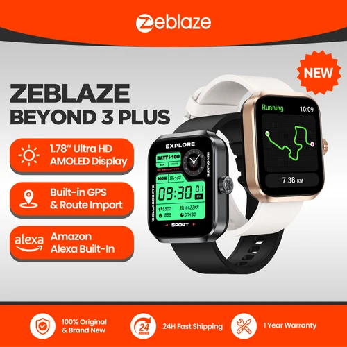 Nuevo reloj inteligente Zeblaze Beyond 3 Plus con GPS, pantalla AMOLED de 1,78 pulgadas, reloj inteligente con Amazon Alexa integrado para hacer/reparar llamadas telefónicas, reloj inteligente 3ATM