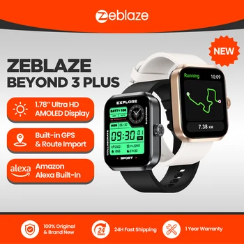 Zeblaze Beyond 3 Plus GPS 스마트 워치, AMOLED 디스플레이 내장, 아마존 알렉사, 전화 통화 가능, 3ATM 스마트워치, 1.78 인치, 신제품