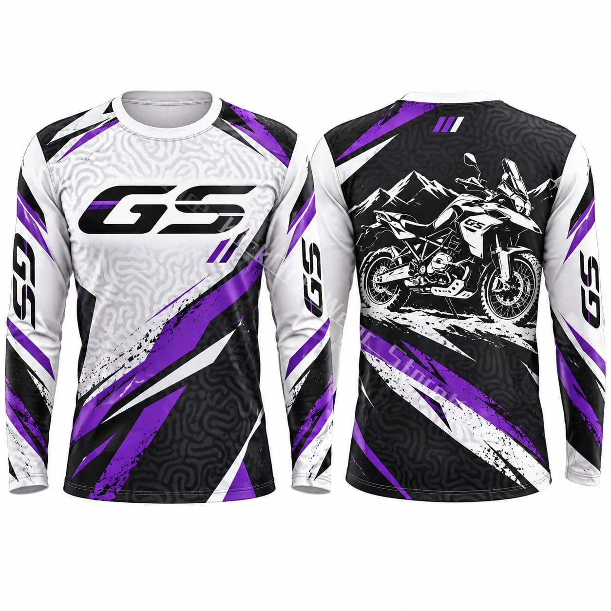 GS Mens Long Sleeve Motorcycle Jersey Summer Riding Shirt Purple Black Graphic Racing Style Quick Dry Unisex MX Enduro Off Road