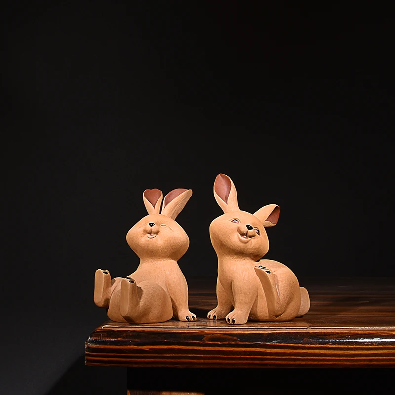 Yixing Purplue Sand Tea Pet Pairs of Rabbit Chinese Zodiac Sign of Rabbit Brushed Pure Handmade Boutique Creative Supportable Te