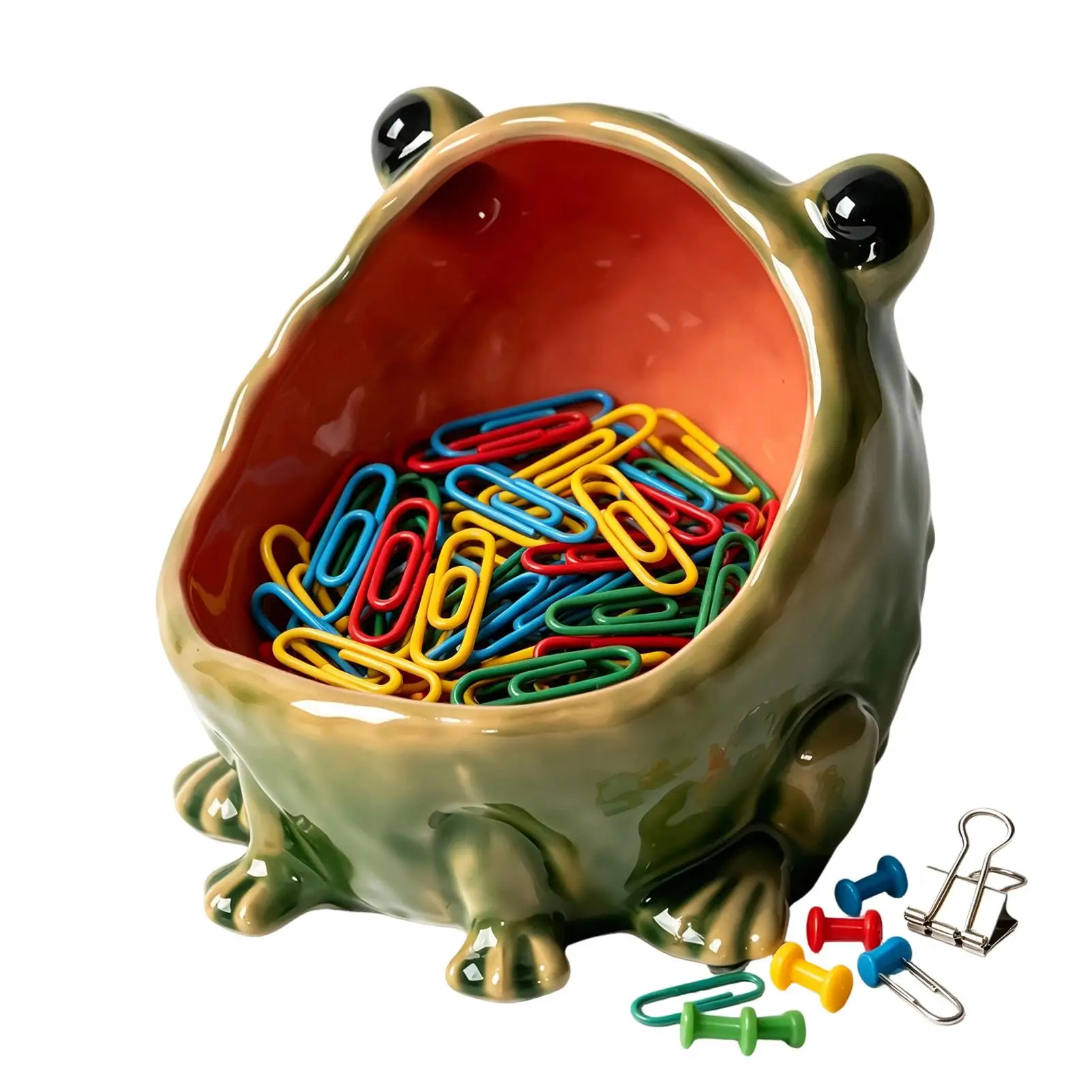 Cute Candy Bowl Cute Ceramic Large-Mouthed Decorative Frog Holder Halloween Serving Dishes For Fall Autumn Kitchen Table Desk