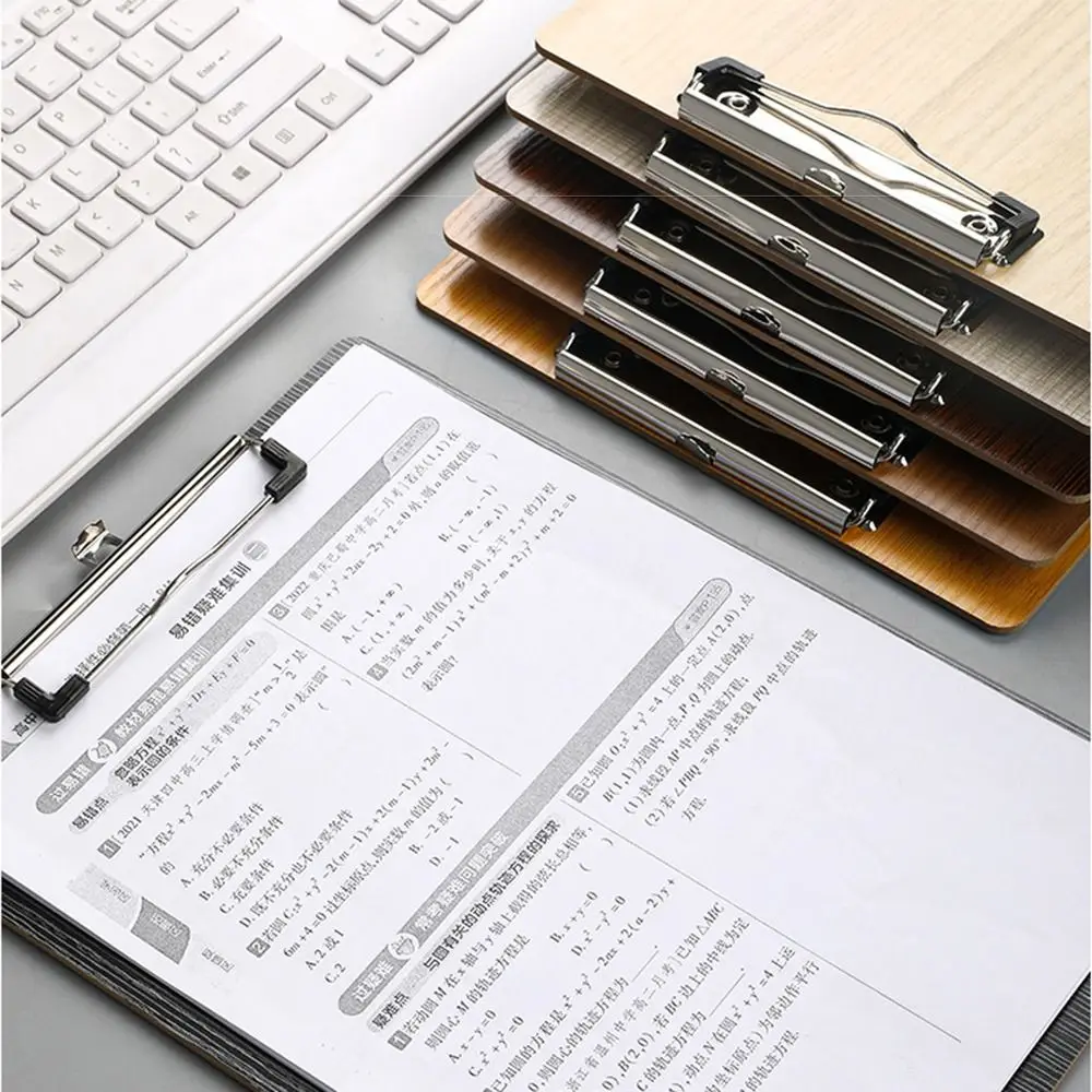 

Wooden A4 Memo Folder Reinforced Hardboard Writing Clipboard Heavy-Duty Clip Rounded Corner File Clip Board Stationery