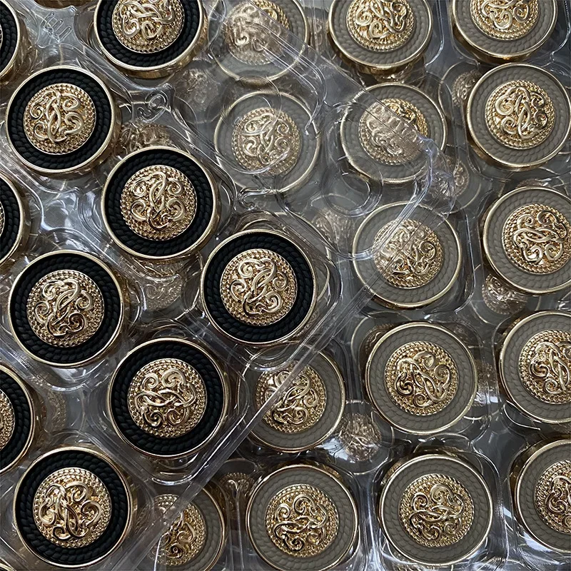 10pcs Fashionable Round Buttons High Quality Gold Color Zinc Alloy Shank Buttons Woman Clothing Decorative Buttons