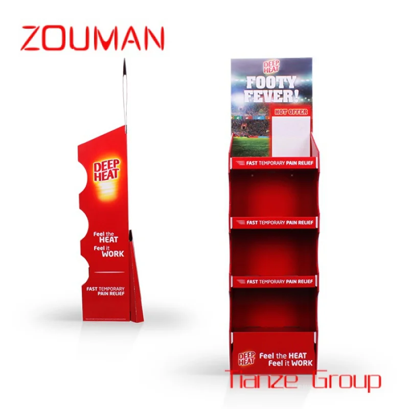 Custom , Floor Type Advertising High Duty Cardboard Display Racks CMYK Printed Paper Display Carton Stand Shelf