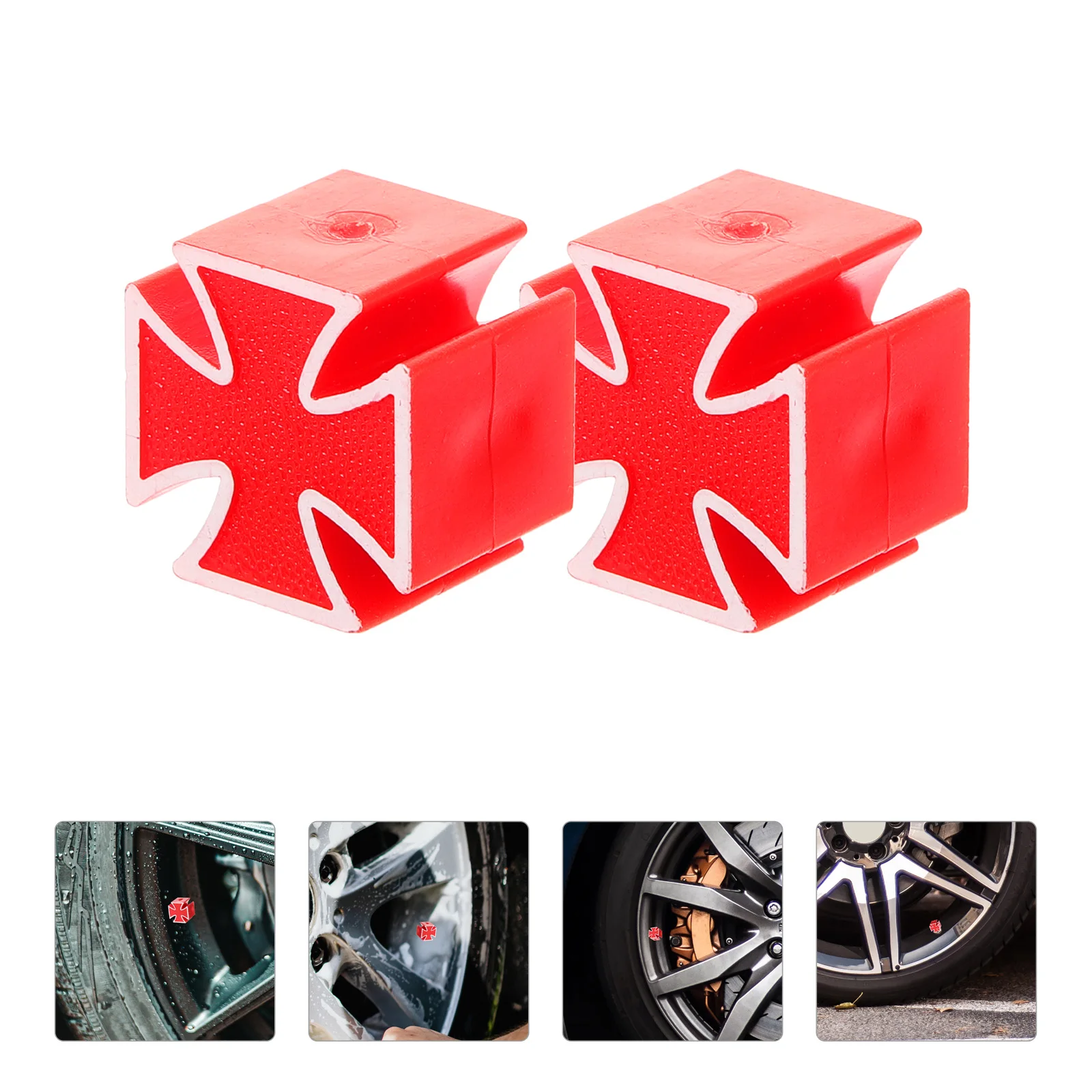 

4pcs Tire Valve Caps Cross Pattern Decorative Copper ABS Material Leakproof Universal Car Truck Wheel Valve Covers