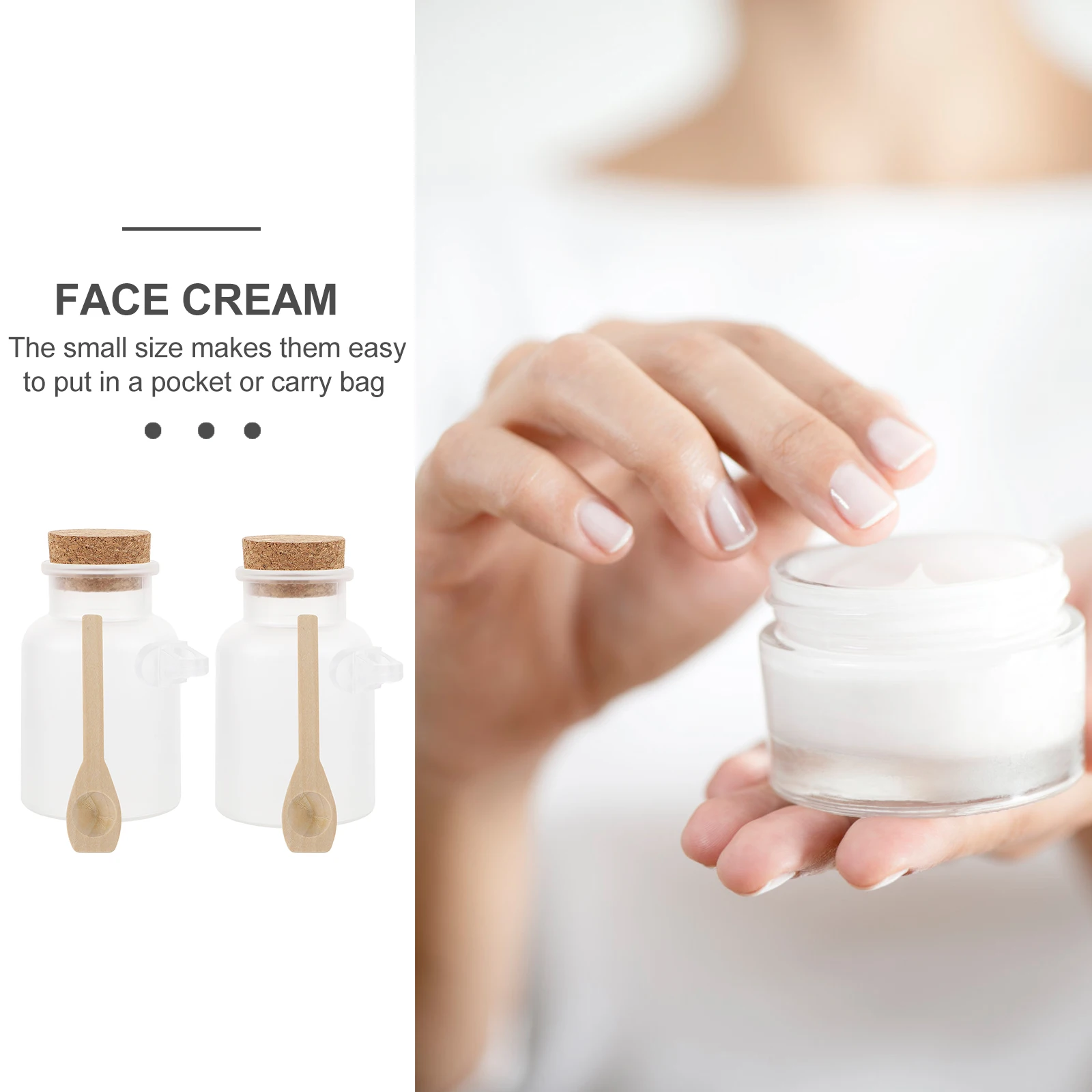 

Bath Salt Storage Bottles Sea Container Bottled Jar with Scoop White Subpackaging Travel