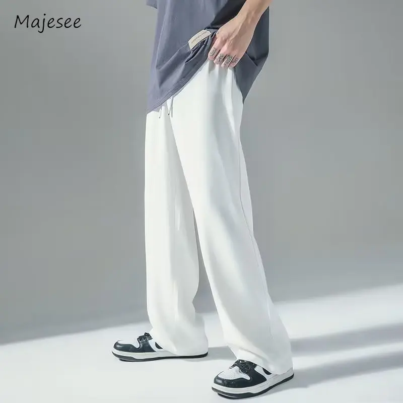 

Pants Men Casual Korean Style Fashion Loose Straight Trousers Chic Sporty Simple All-match Daily Summer Charming Students Soft