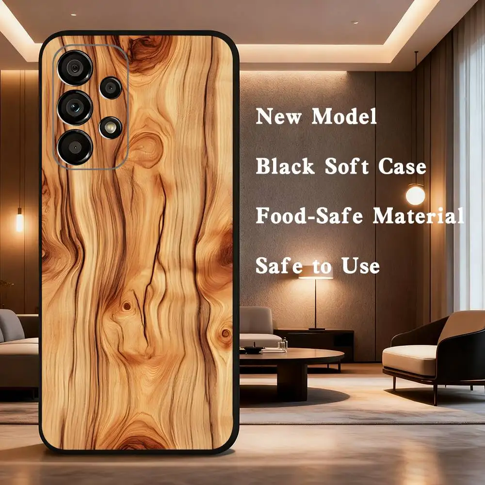 Funda de teléfono de madera Natural para Samsung Galaxy A73,31,32,72,41,53,52,71,22,5G,Note,J7,8,9 funda negra suave