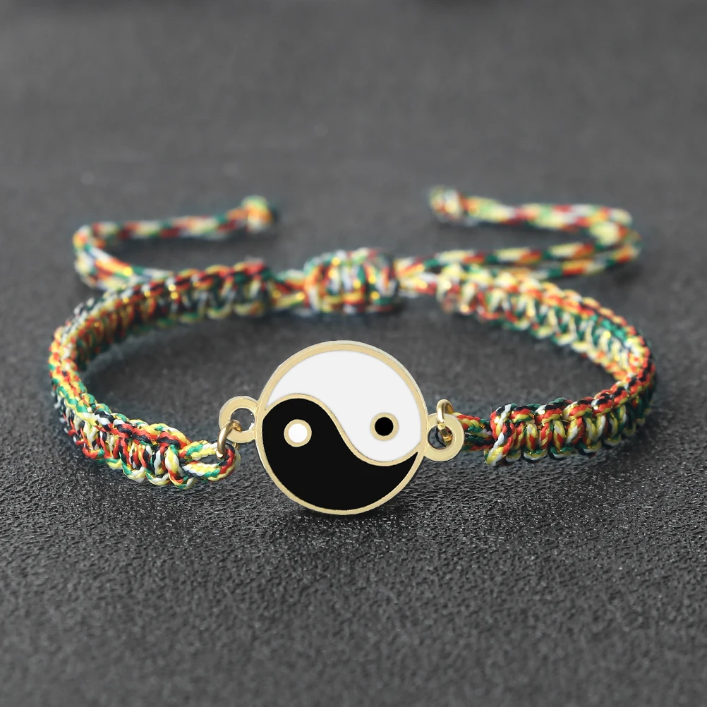 Fashion Tai Chi Handmade Bracelets YinYang Chinese Jewelrys Rope Chain Bangles For Women Men Lucky Prayer Gifts Couple Wholesale