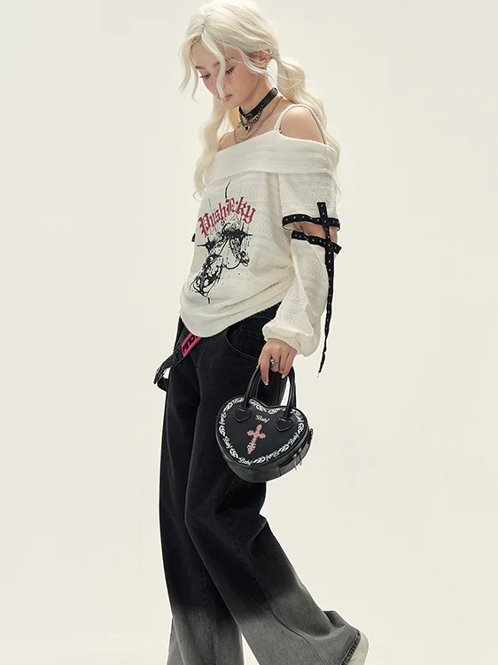 High Waist Wide Leg Jeans Women's Loose Fit Graduated Color Side Zipper Casual Denim Pants plus Size Fashion Design