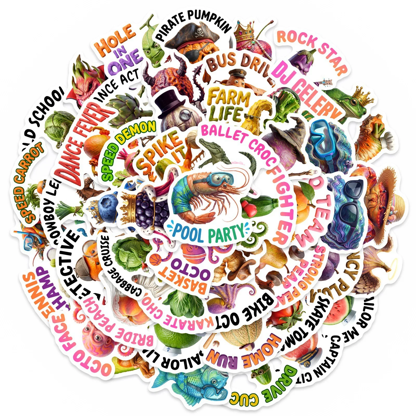 50PCS Funny Meme Abstract Animal Words Stickers Tung Tung Sahur Italian Brainrot Decals Toy DIY Scrapbook Laptop Phone Sticker