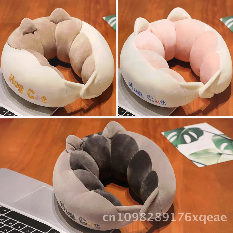 

Мультяшная U-образная подушка для шеи в самолете, офисный обед, поддержка шейного отдела позвоночника, путешествия и вождение, удобный пуховый хлопковый наполнитель