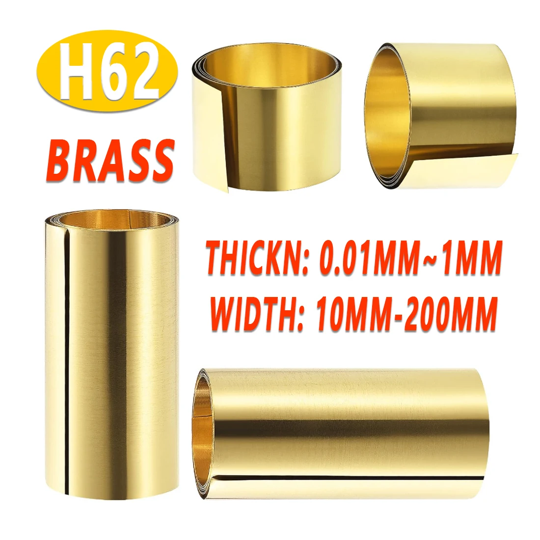 1M Brass Coils And Foils, Thickness 0.01 Mm To 1 Mm, Copper Plate Cutting, Cnc Frame Model Molds, Diy Construction Brass Pads.