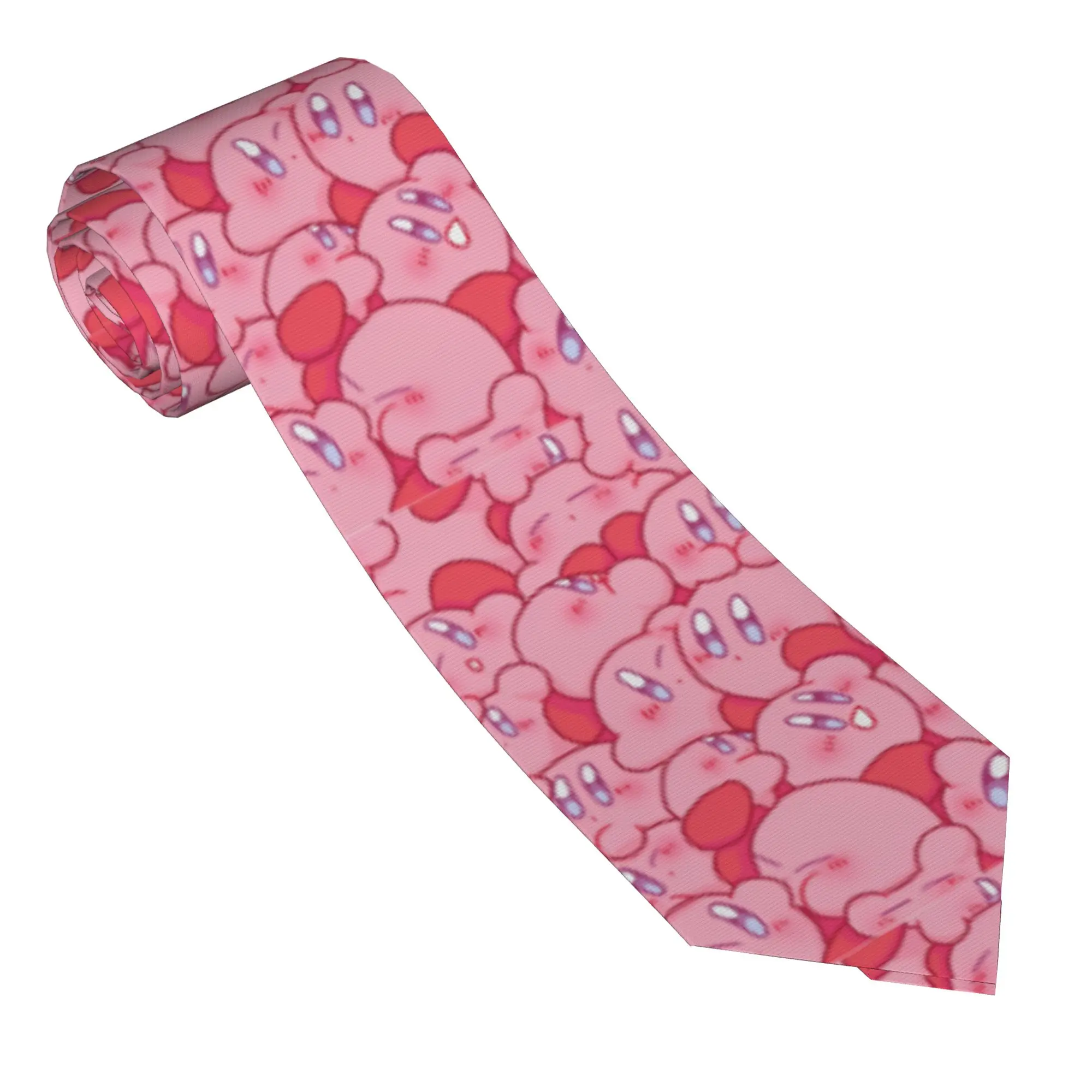 Collage Kirbys Necktie 8 cm Slim Narrow Neck Ties Kirby Cartoon Game for Men Daily Wear Cravat Wedding Accessories Cosplay Props