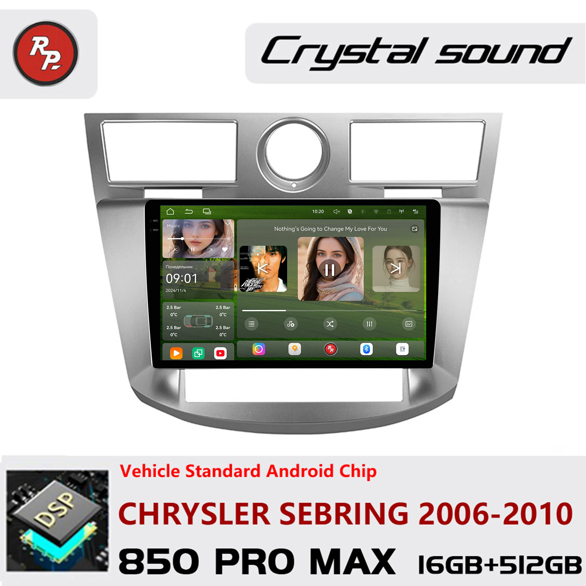 Redpower Android 850 Pro Max Multimedia Player with Crystal Sound, CarPlay Bluetooth Car Radio for Chrysler Sebring 2006-2010