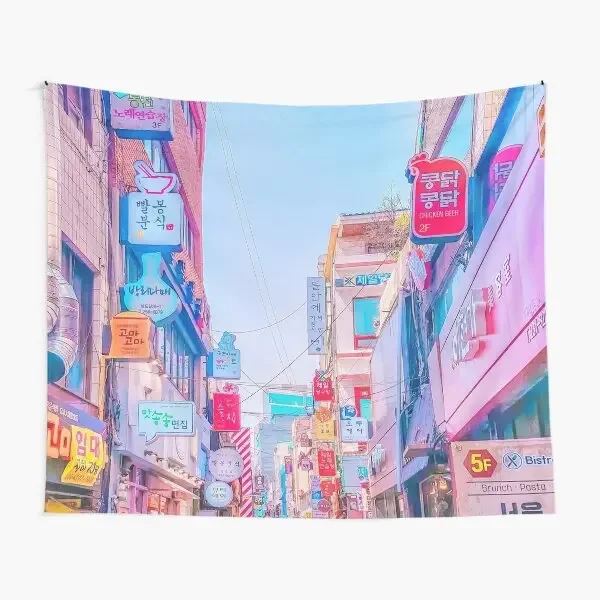 Anime Seoul  Tapestry Beautiful Living Decor Wall Travel Room Towel Yoga Printed Bedspread Blanket Decoration Bedroom Colored