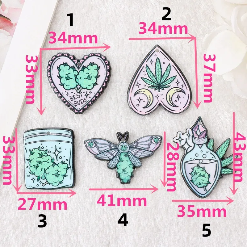 Personalized Heart BEST BUDS Green Leaf Acrylic Earrings Funny Moth Potion Bottle Mouth Earrings Handmade Jewelry Smokers Gift